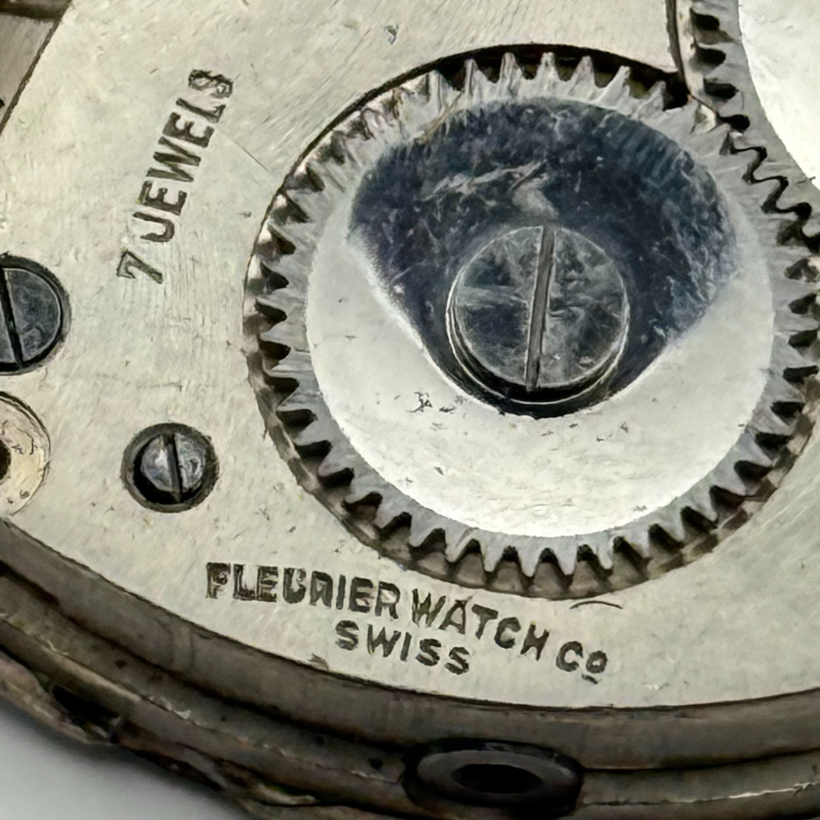 Fleurier Pocket Watch Movement Open Face Sub Seconds 7 Jewels 2 Adj Parts 41mm