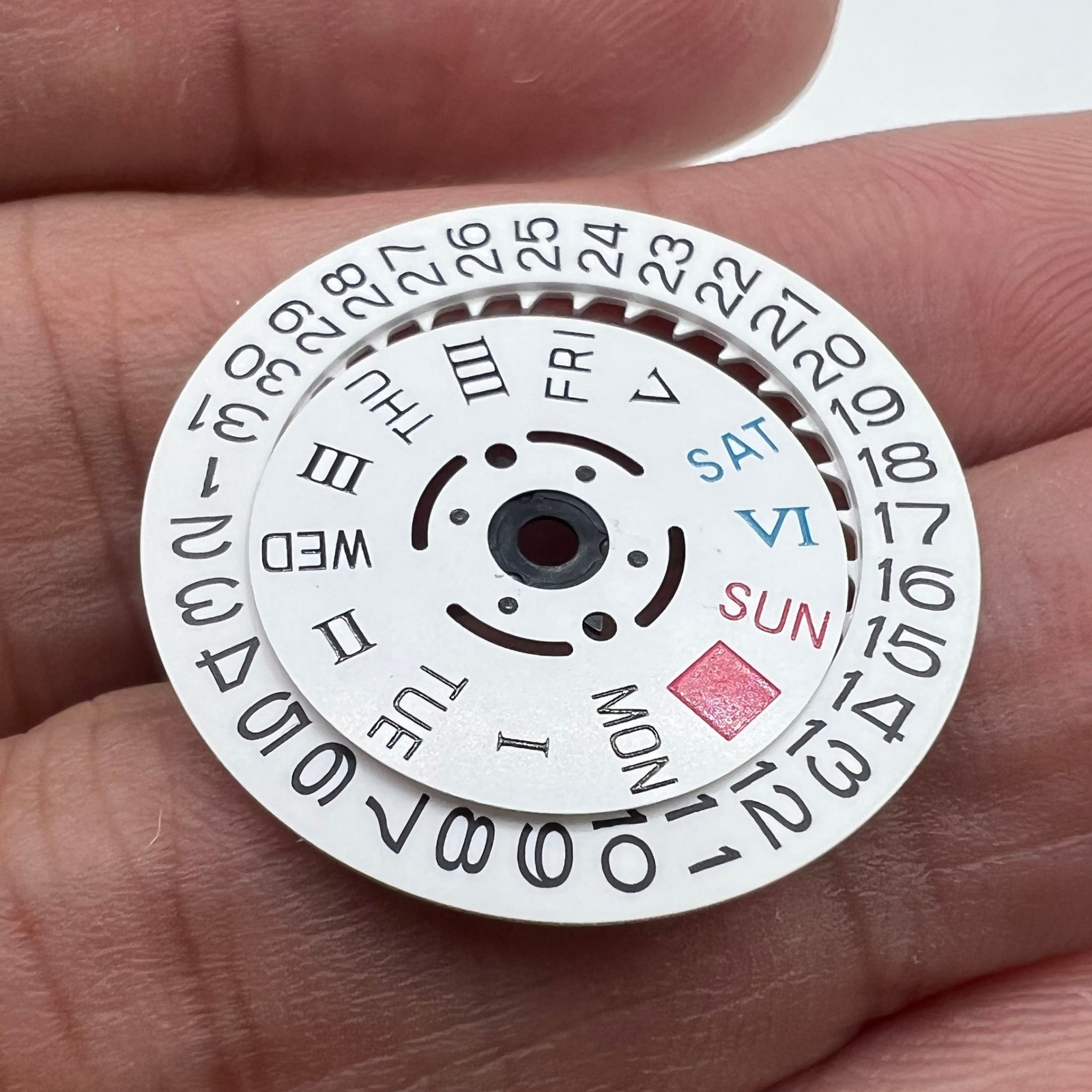 White Date Disk Wheel Week Wheel Roman/English Font for Movement NH36 3/3.8