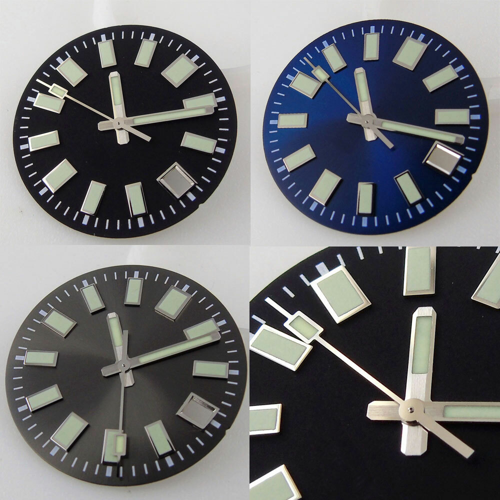 29mm black blue dial luminous fit 62mas NH35 NH36 movement watch ( Dial+hand )