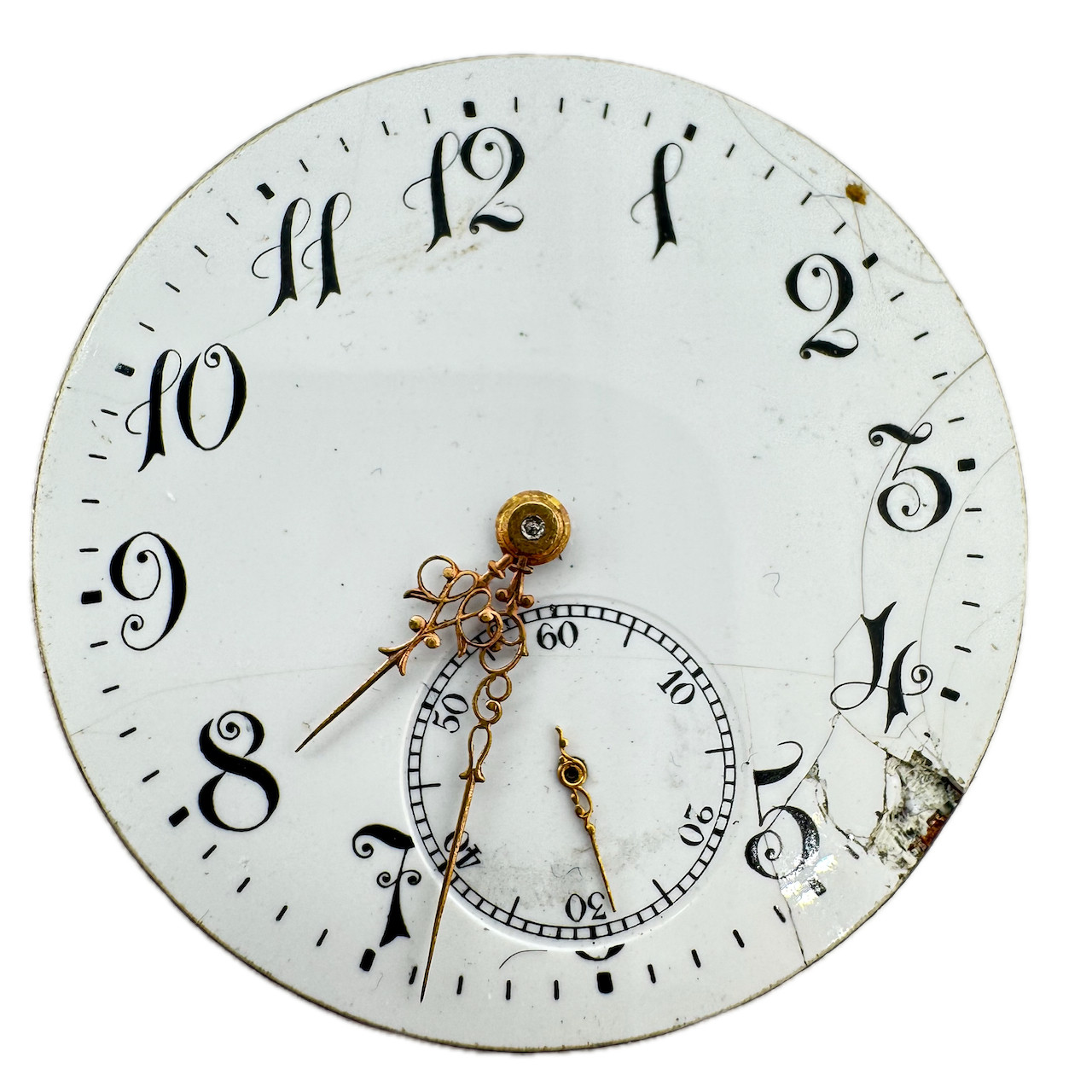 Antique 39.5mm Unbranded Fancy Hands Mechanical Pocket Watch Movement Swiss