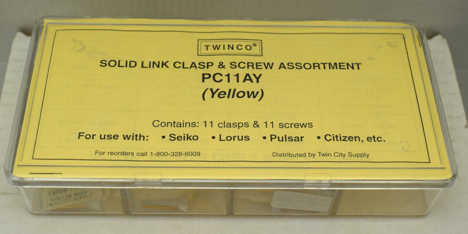 Solid Link Clasp & Screw Assortment #PC11AY ~ 11 Single-Channel Fold-Over 80.300