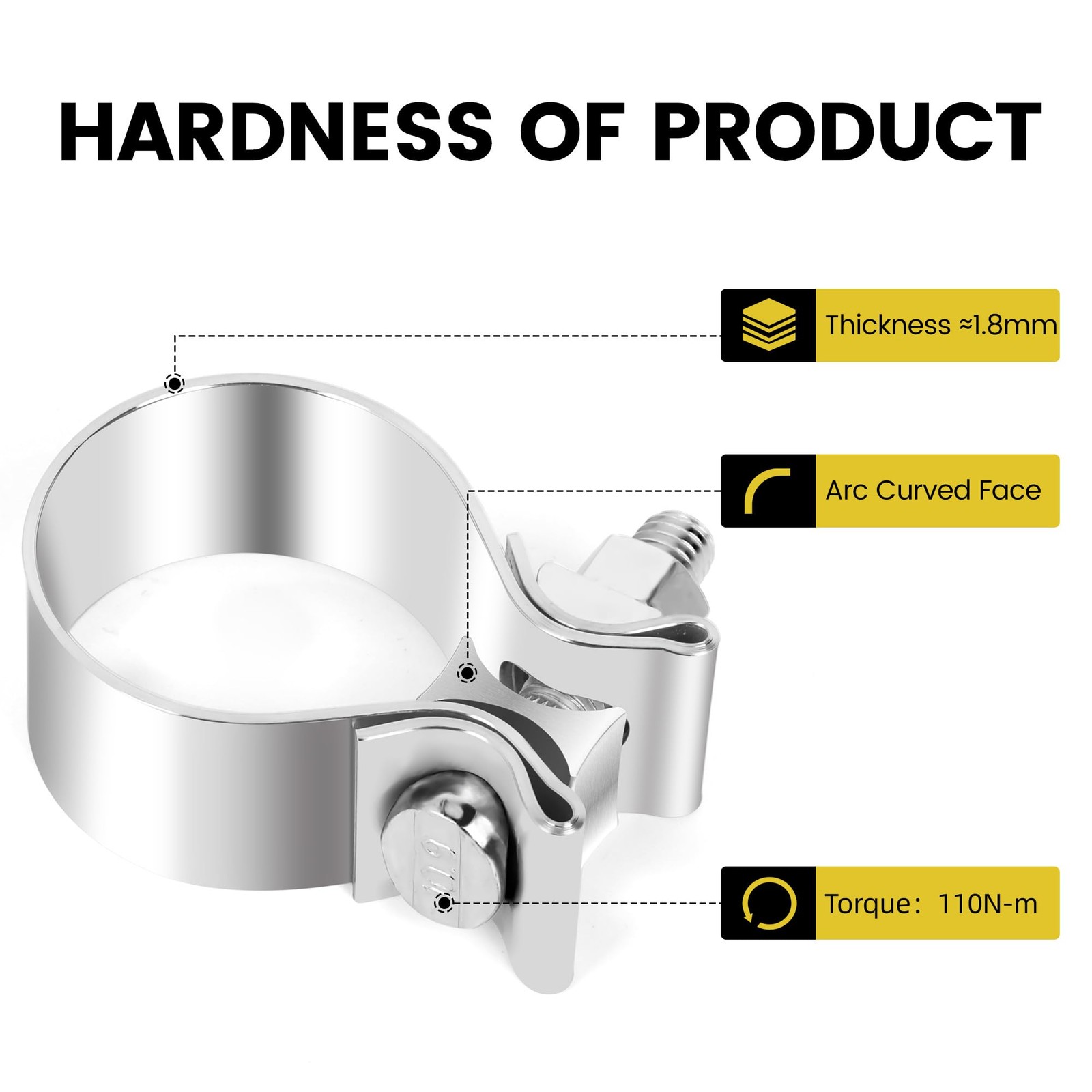 67mm 2.65 inch 2 5/8 Exhaust Clamp Butt Joint 304 Stainless Steel Band for Pipes