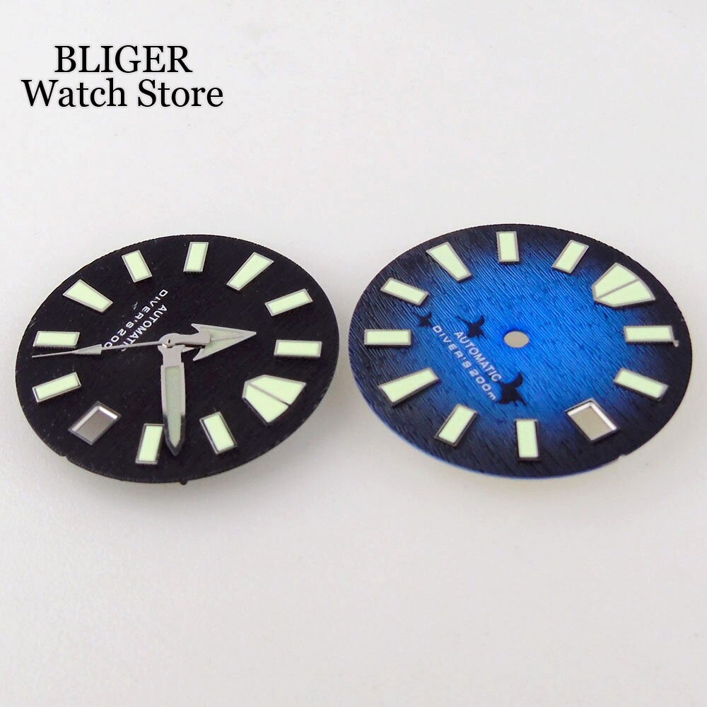 29MM Green White Blue Watch Dial Luminous Date Window Fit NH35 NH36 NH36A Parts