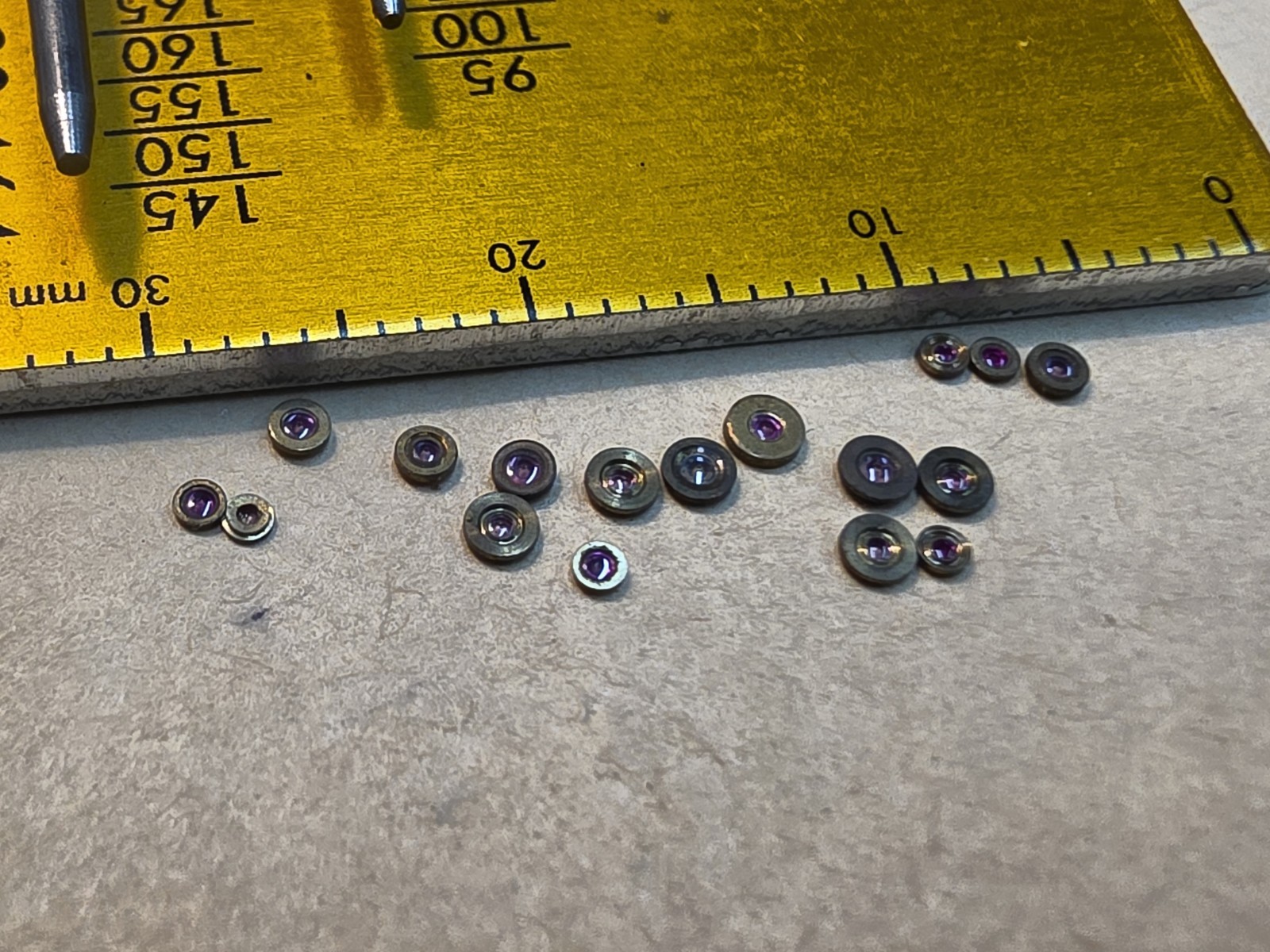 Lot Of 17 Elgin Bracelet Watch Balance Hole Jewels With A Mix Of Sizes
