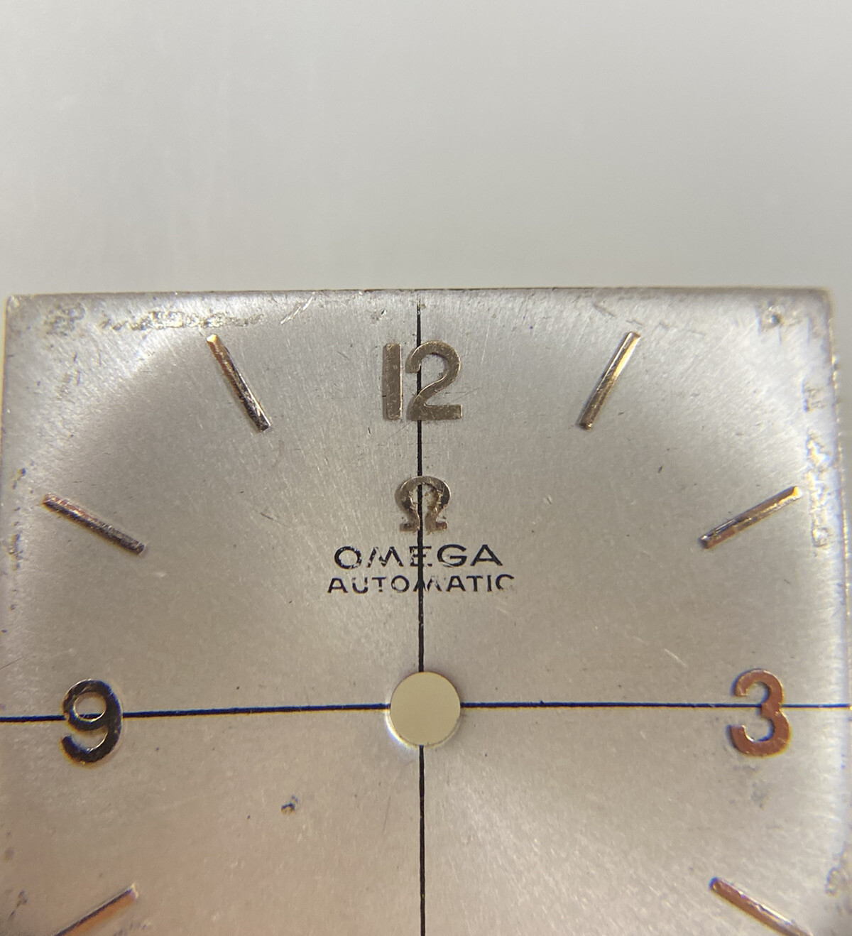Original Vintage Omega Cal. 470 Silver/Gold Stick 25mm Square Watch Dial