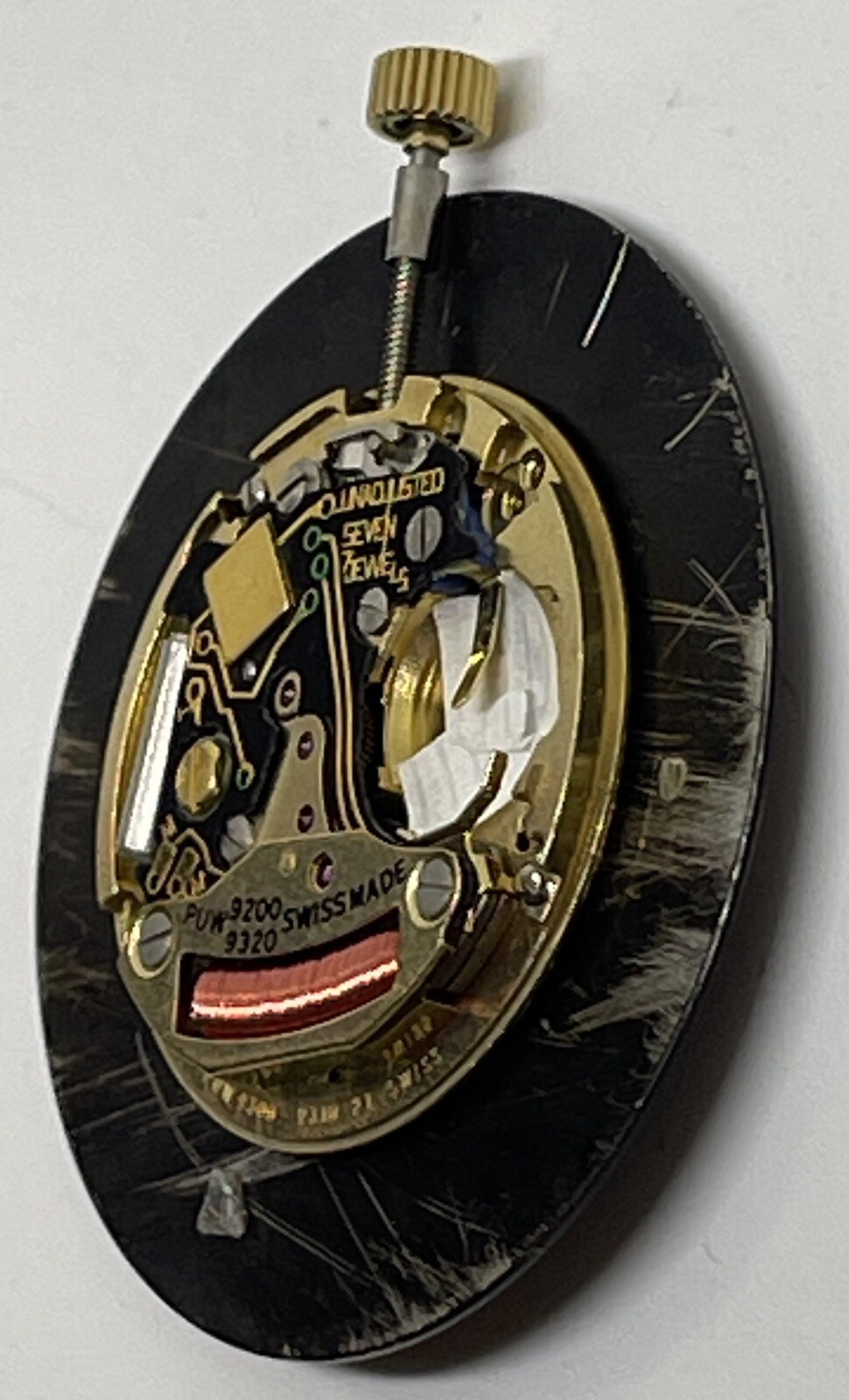 MOVADO QUARTZ WATCH MOVEMENT 7 Jewels Swiss Black Dial Does Not Run