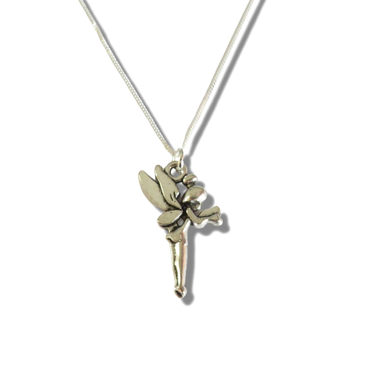 Necklace Sterling Silver Fairy Charm 25x15mm Girls 16 or 18inch Silver Gift Box