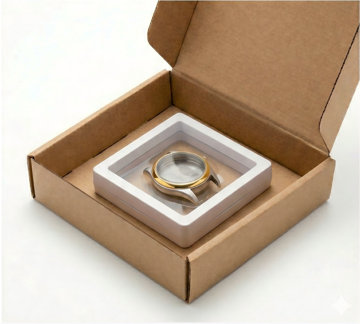 28mm glass Silver & Gold Watch Case back cover waterproof ring fit ETA 585