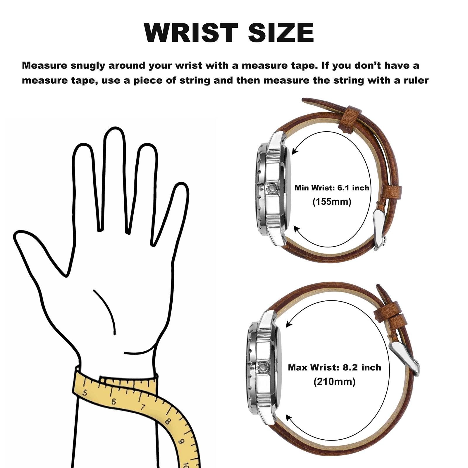 WOCCI 18mm Genuine Leather Watch Band with Gold Buckle (Caramel Brown)