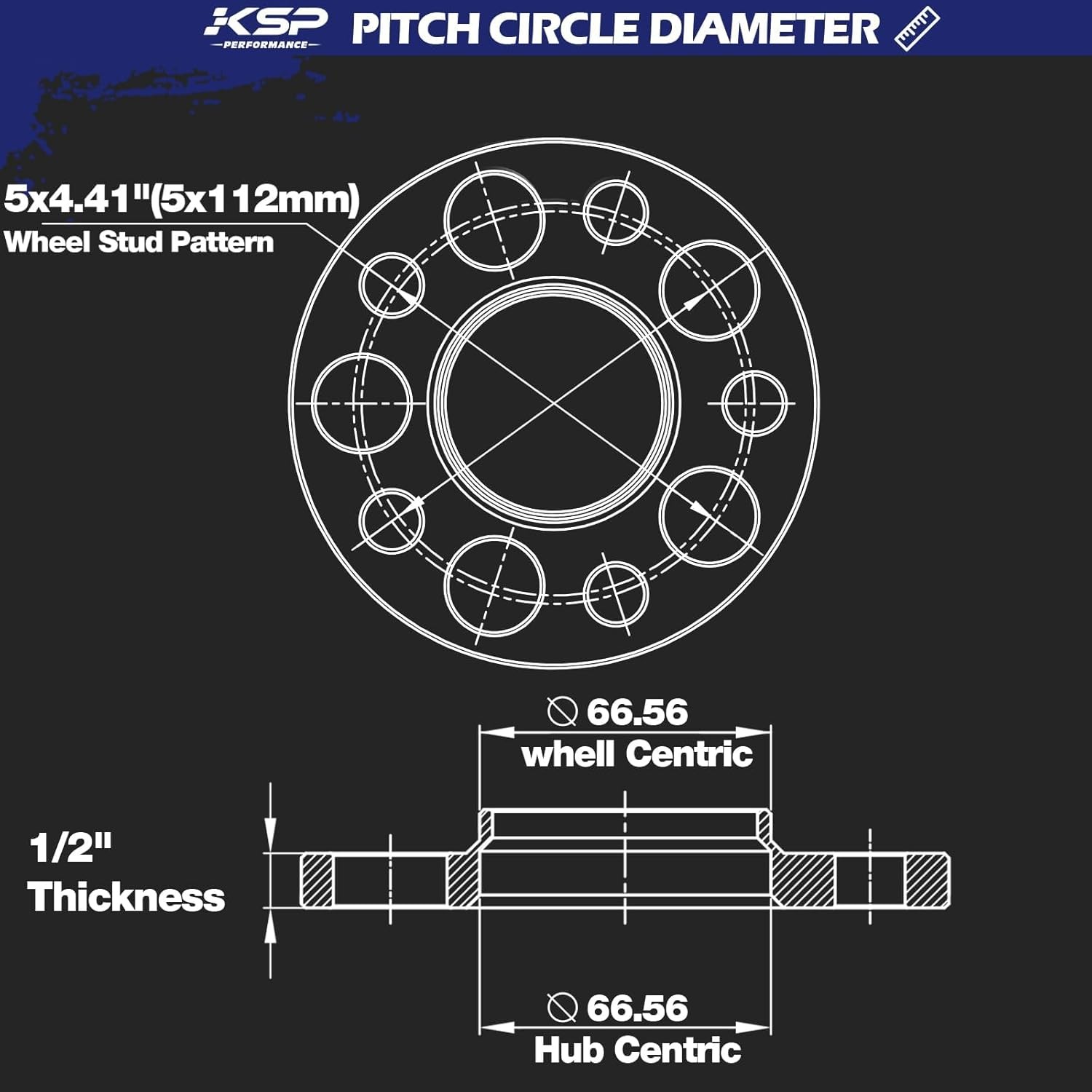 KSP 5×112 Wheel Spacers 12mm Hubcentric Mercedes W204 W208 W209 W216 AMG 2PC