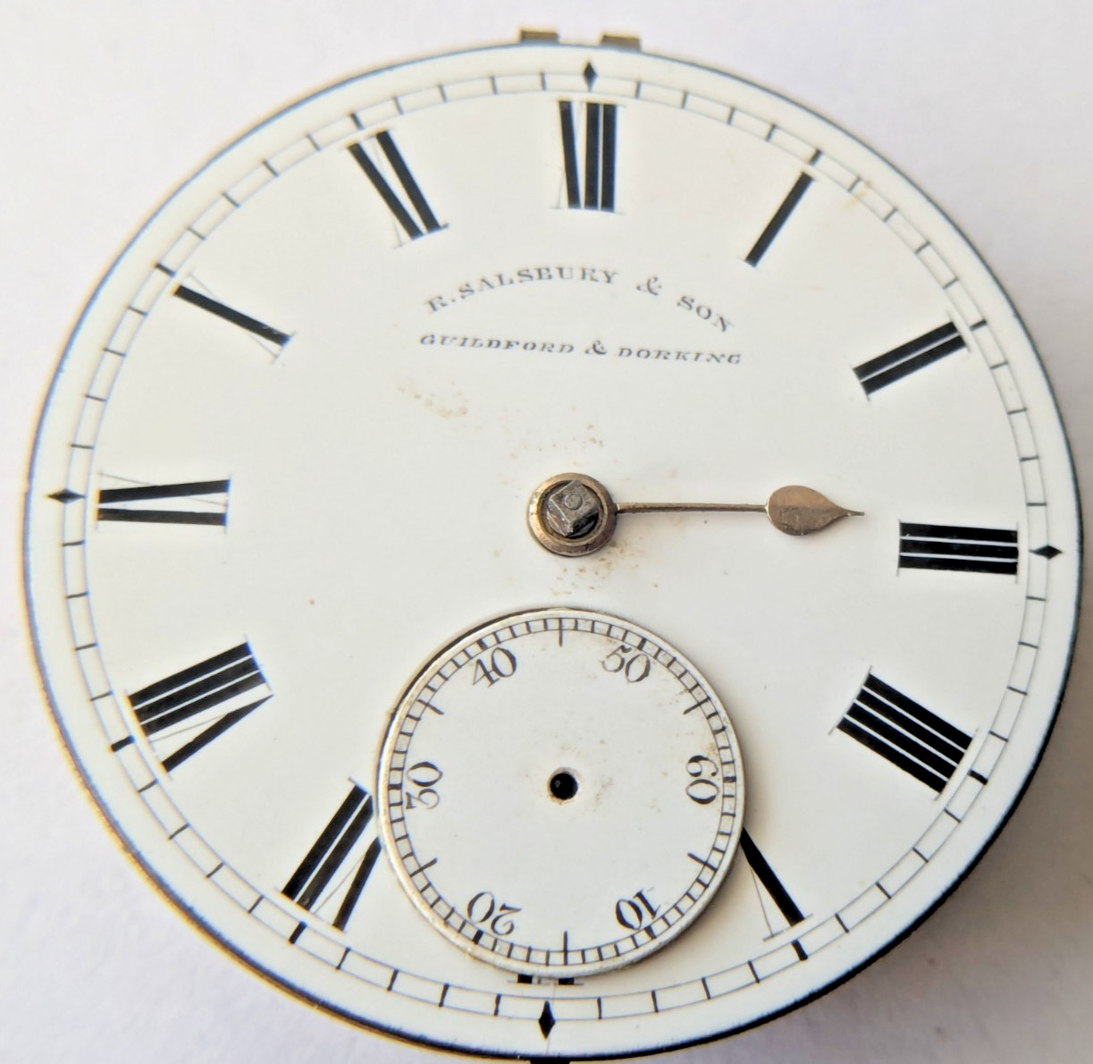 Antique R. Salisbury & Son Guildford English Pocket Watch Movement Clean 43m F15