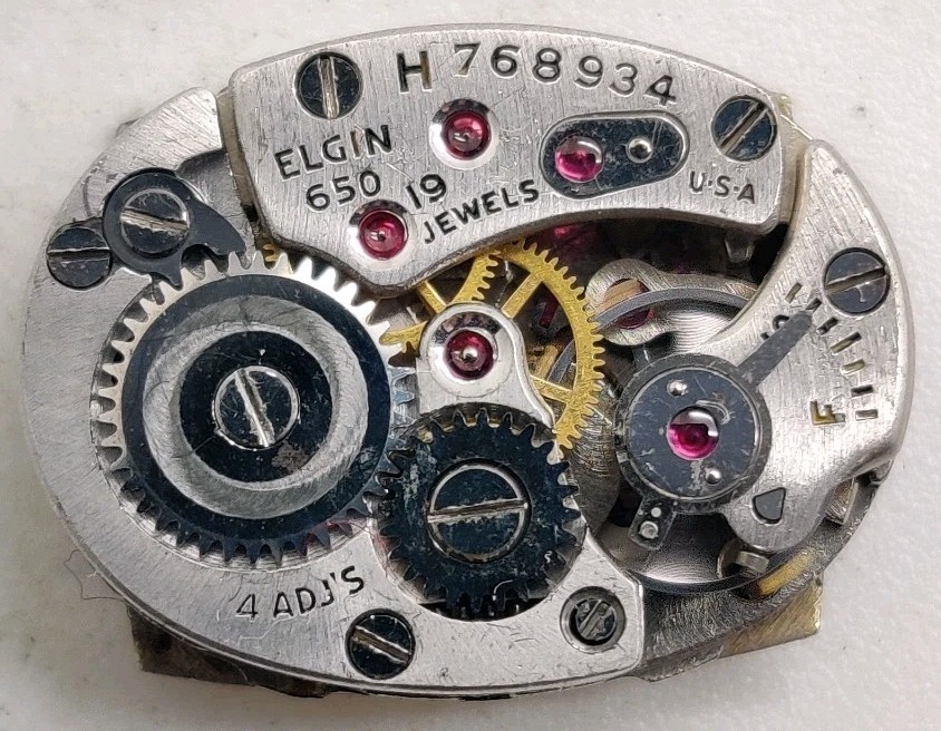 Vintage Elgin Cal. 650 19 jewel wrist watch movement running