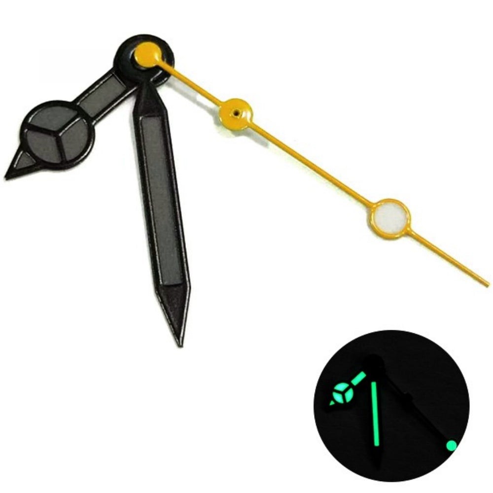 Matted Black Trim Black Painted Lume Yellow Second Hand Watch Hands for NH35/36
