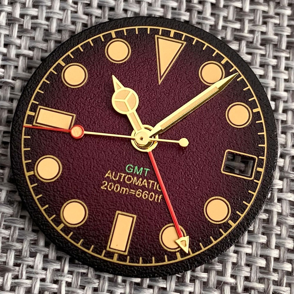 29mm Red Green Brown NH34A Watch Dial Matte for GMT Automatic Men Watch Luminous