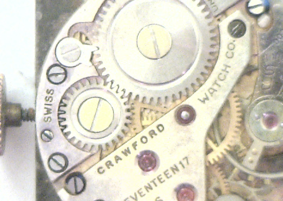 Antique CRAWFORD 17j Round Wrist Watch Movement Diamonds on Dial Working #P363