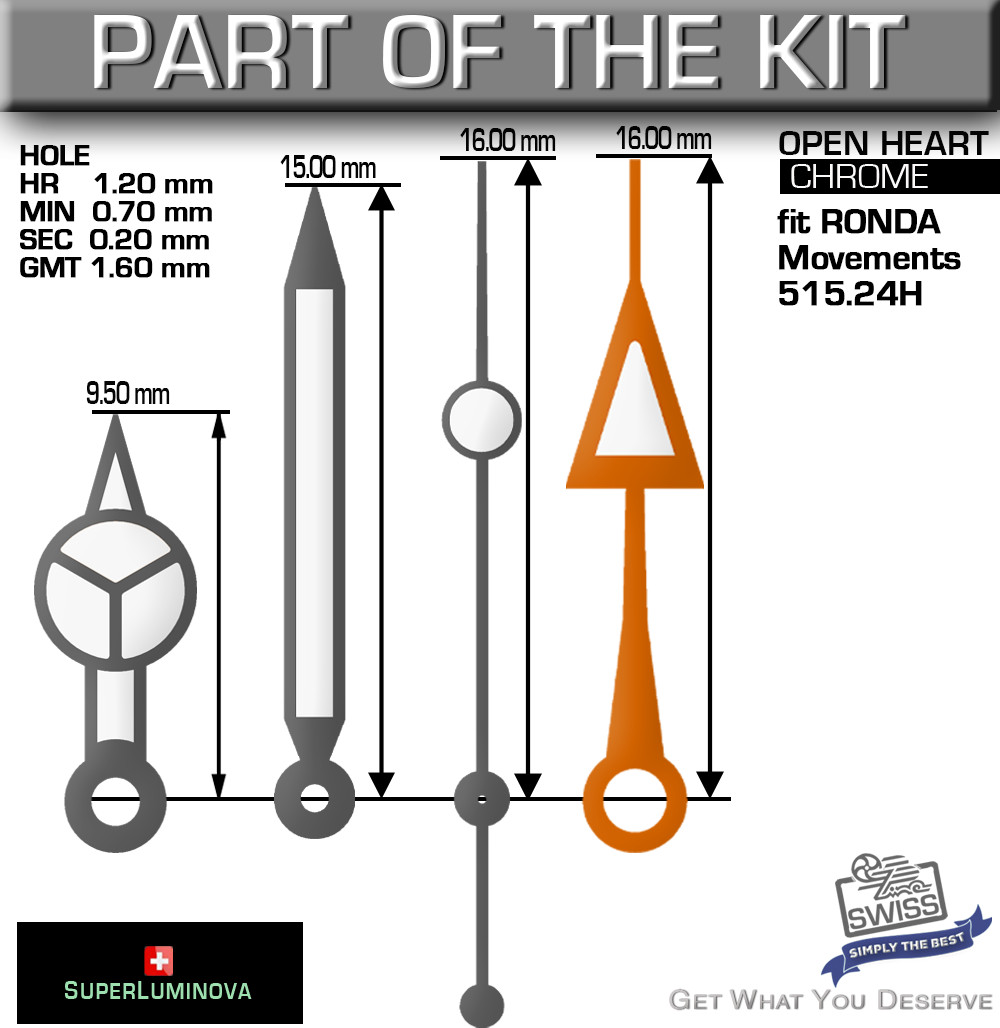 DO IT YOURSELF KIT DIVER GMT 200M CASE 45.6MM, DIAL, HANDS fit RONDA 515 Quartz