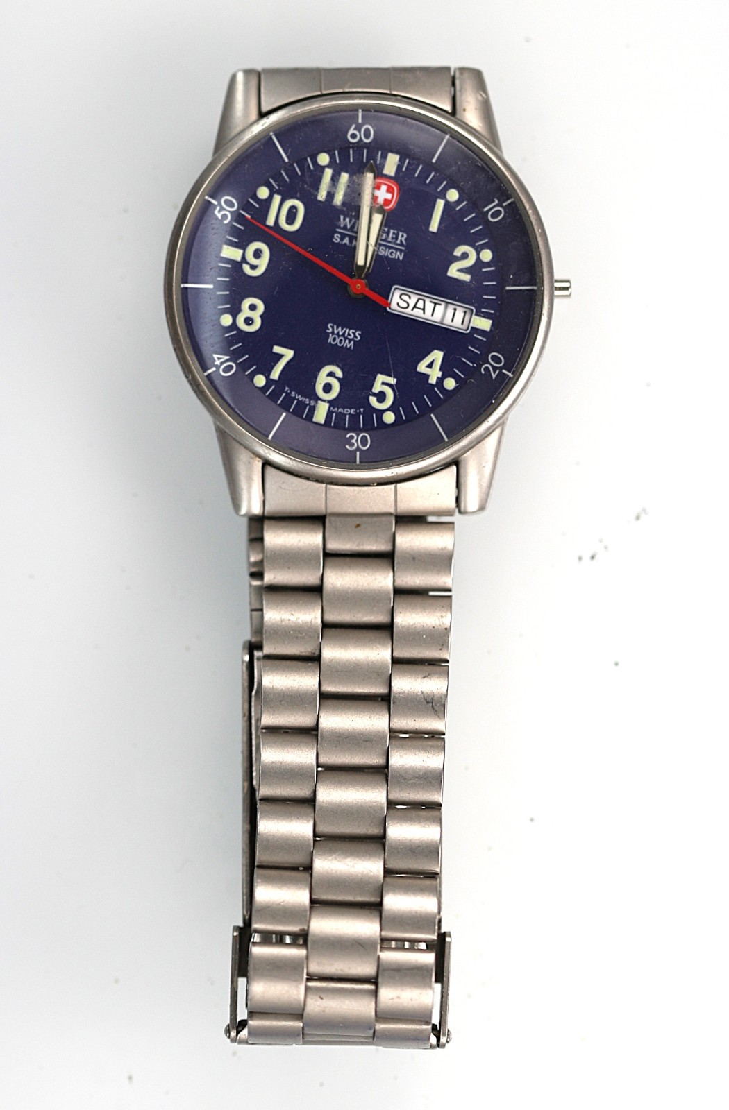 Wenger SAK Desig Swiss Watch Mens Blue Stainless Steel DD 100m Quartz NONWORKING