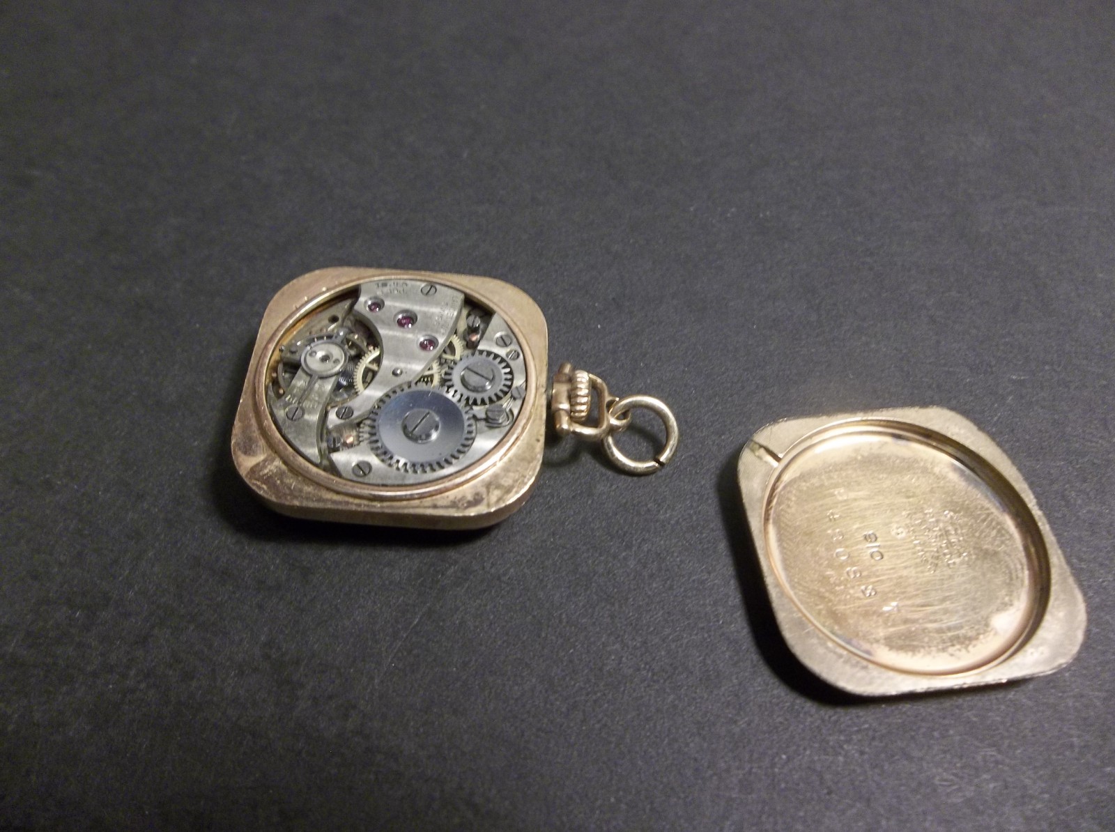 Ladies Lancet Square Pendant Watch-15 jewels-5 adj Parts/Repair/Scrap Not Workin