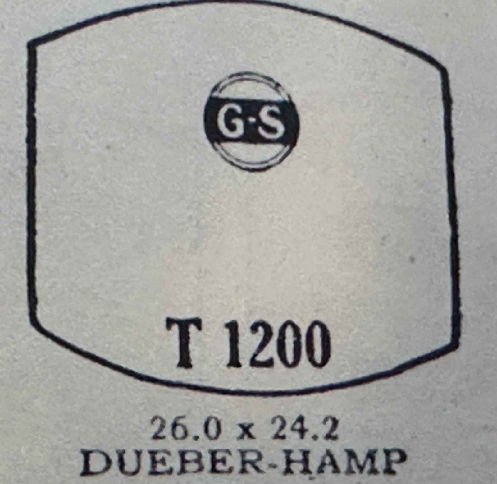 Mercury Flat Crystal T2602 (GS T1200) for DUBER-HAMPDEN – 26.0 x 24.2 mm – New