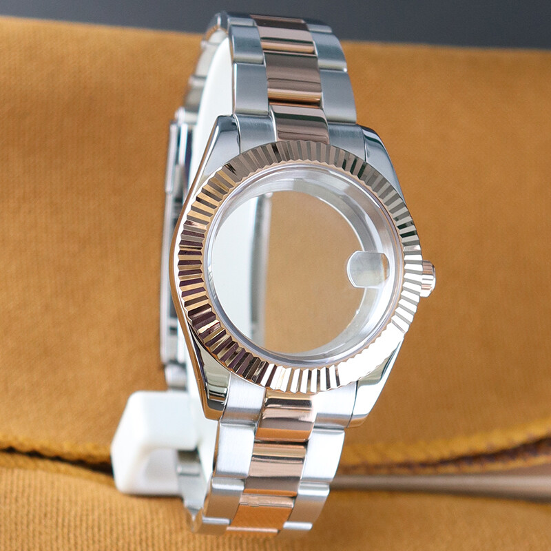 36mm 40mm Couple’s Watch Case Fluted Bezel Date Stainless Strap For NH35 NH36/38