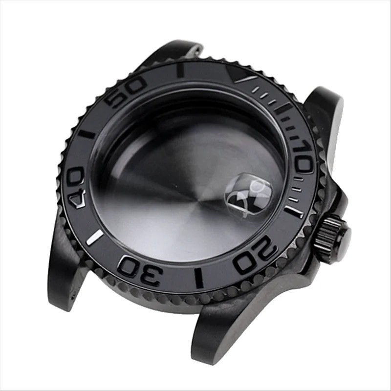 Black Yacht Style Watch Case Sapphire Crystal Water Resistant For NH34 NH35 NH36