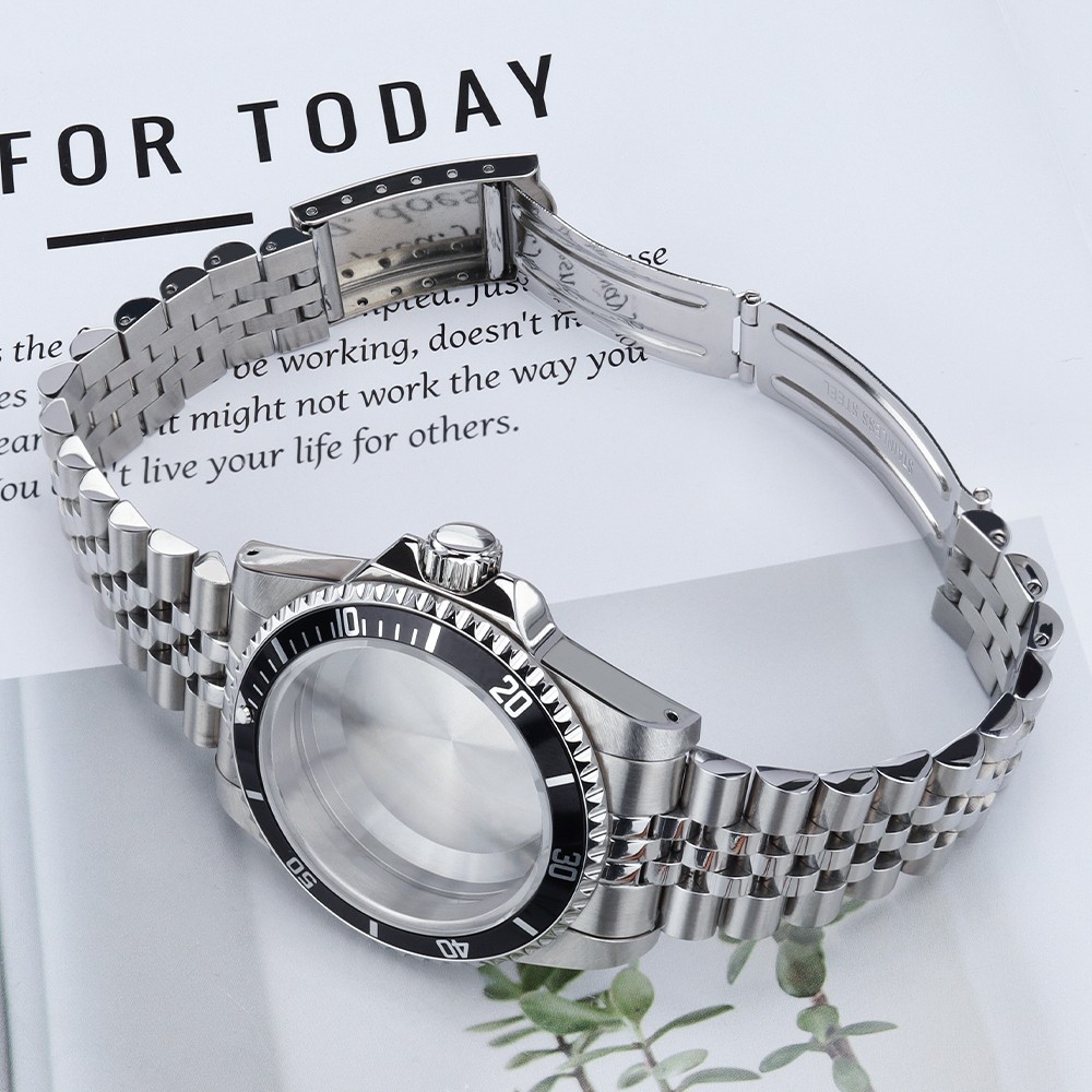 39mm Diver Watch Case Jubilee Bracelet SUB Sapphire Steel For Seiko NH35 34 NH36