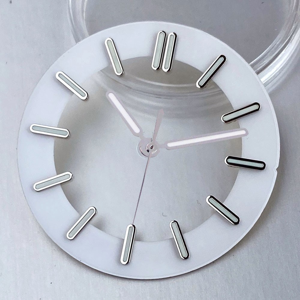 Black White 29mm Watch Dial for NH70 NH72 NH71 NH35 Skeleton Transparent Dial