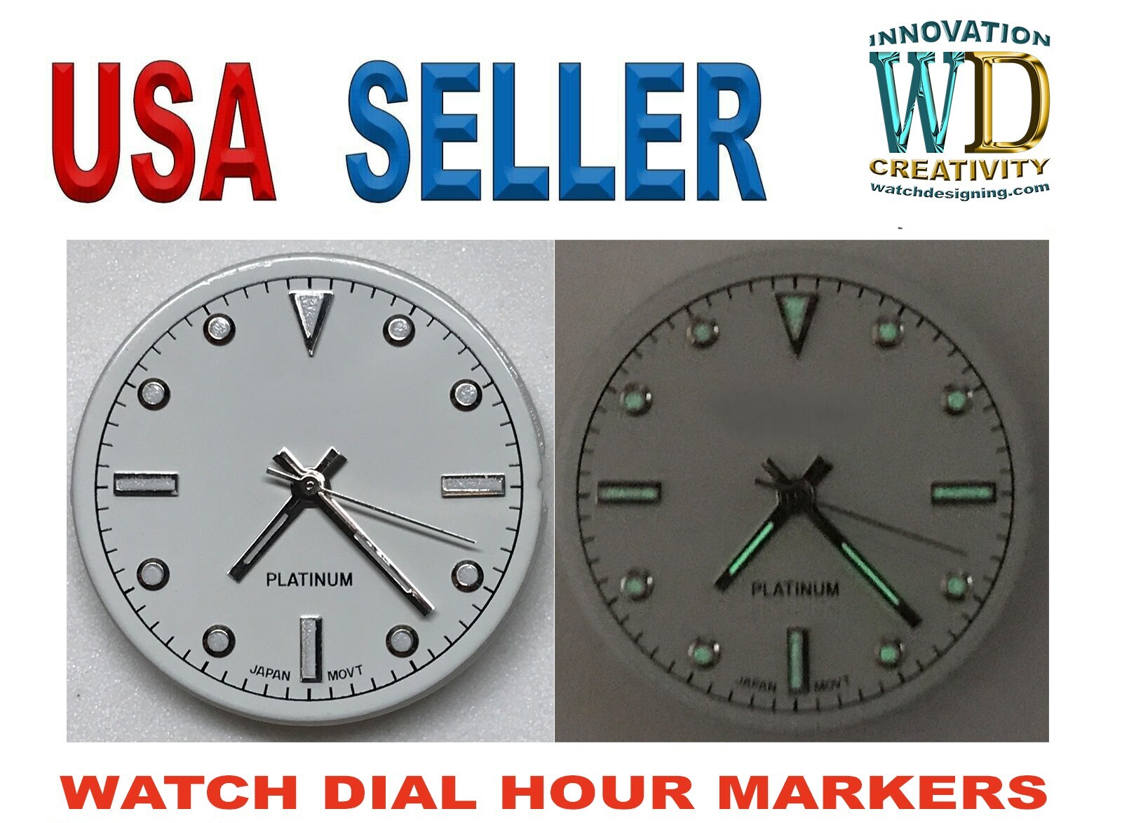 Watch Dial Hour Markers Numbers Numerals Green Luminous Parts Bars Rolex Silver