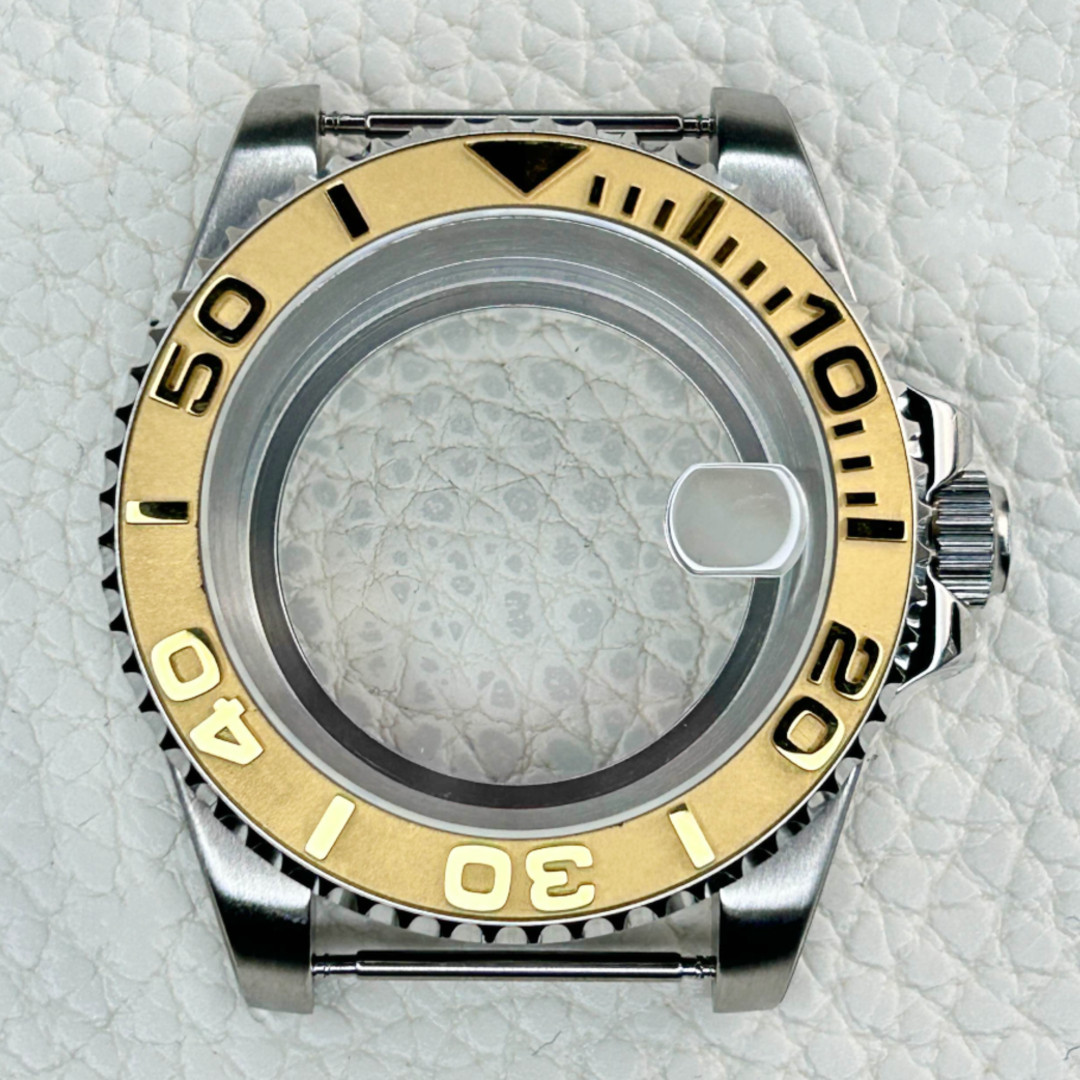 Watch Case 40mm Set Gold Ceramic Bezel For NH34 NH35 NH36 Steel Silver 20ATM Mod