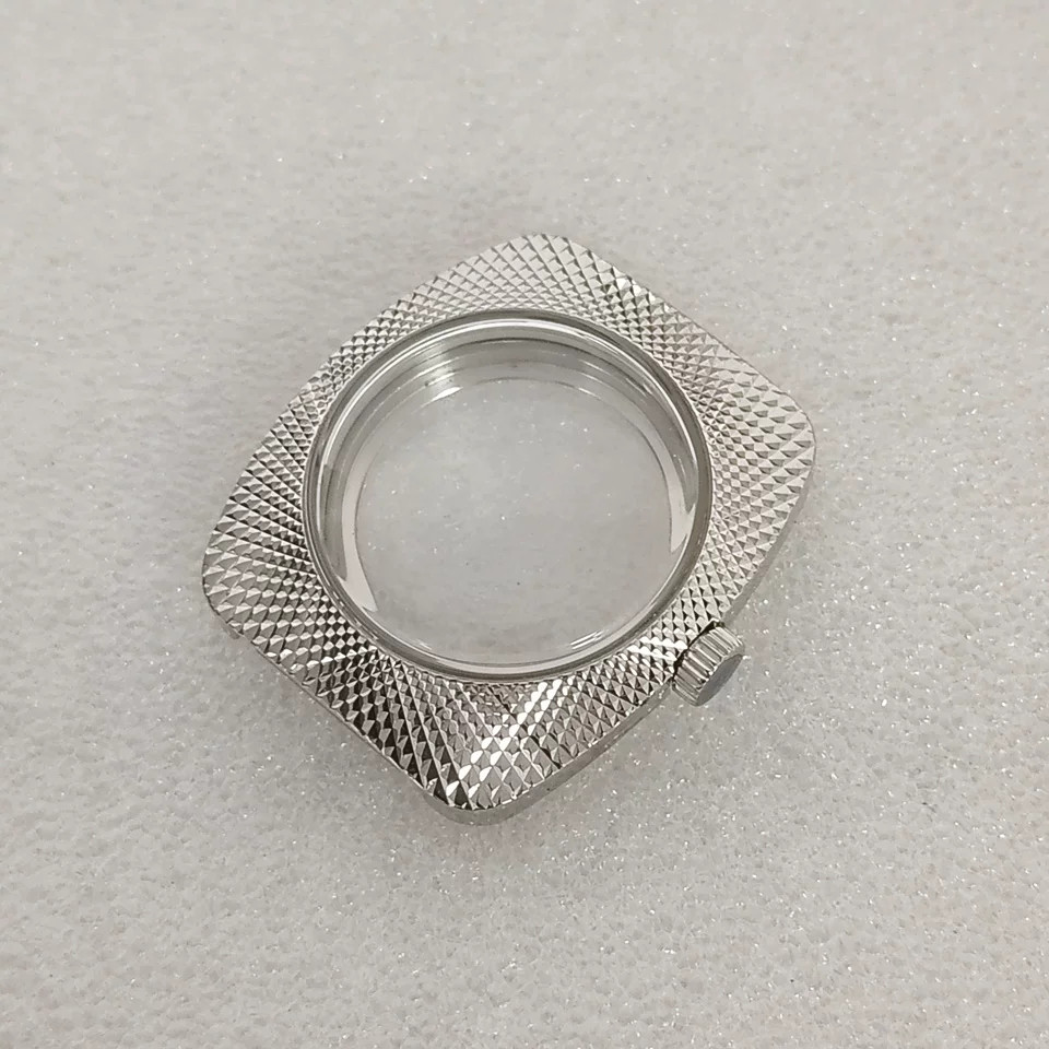 36.5mm Geometric Design Stainless Watch Case Mineral Glass for Nh35/36 Movement