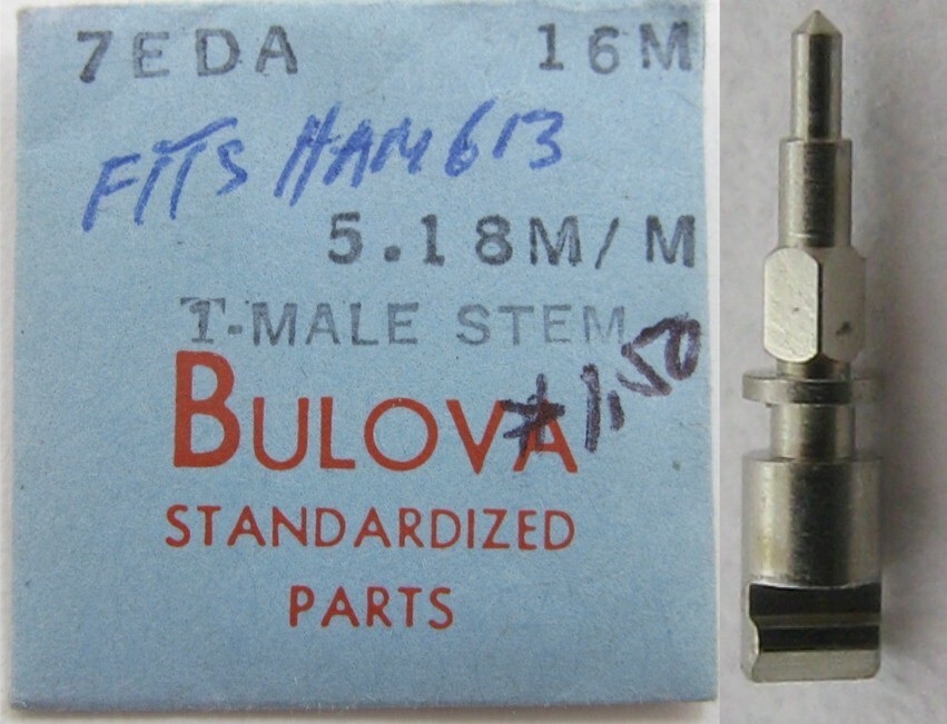 Bulova 7EDA 7EDAD watch part #16 M / #404 male split winding stem