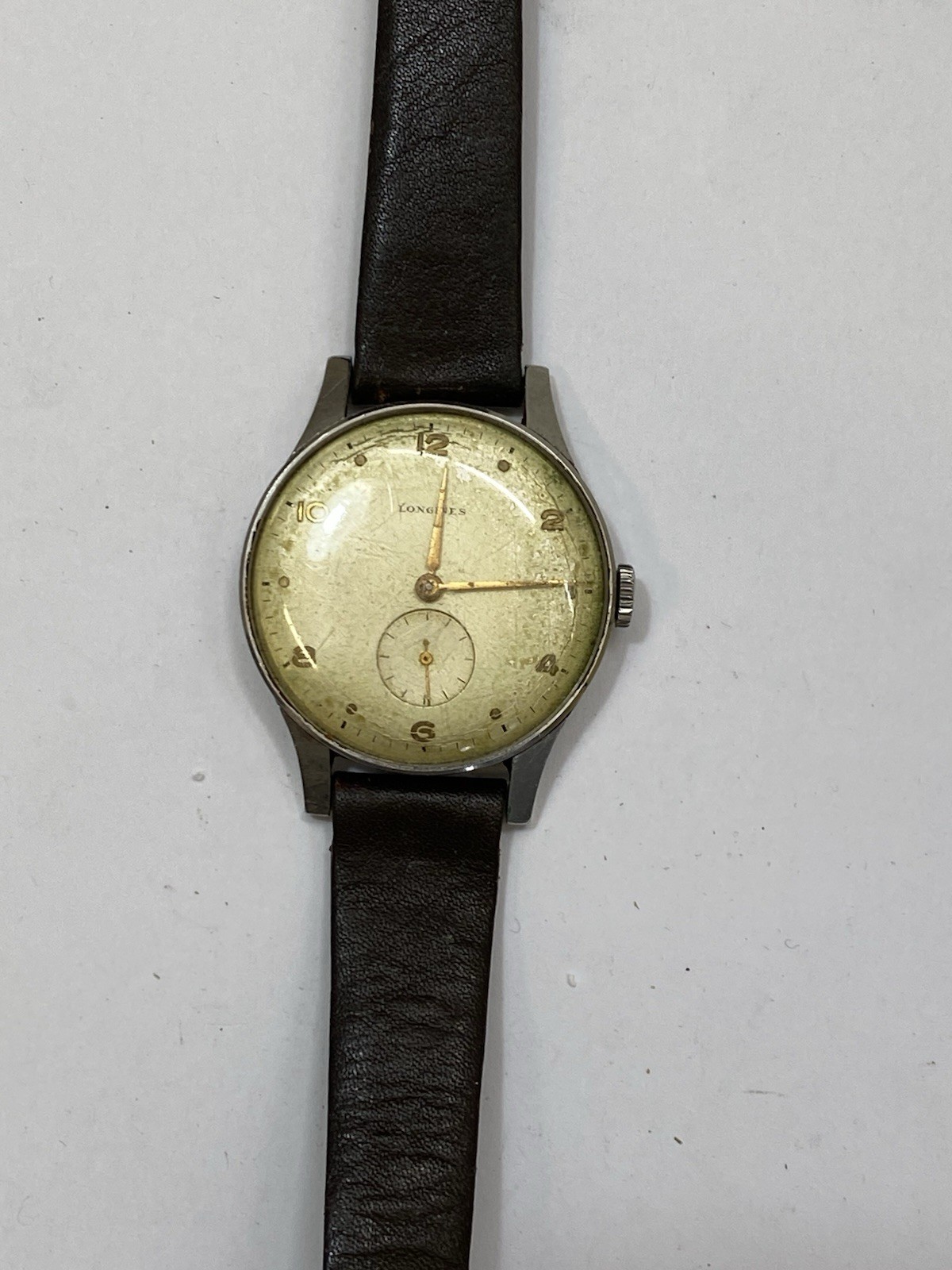 Longines Vintage Men’s Mechanical Steel Watch 1940s 50s Small Seconds 35mm
