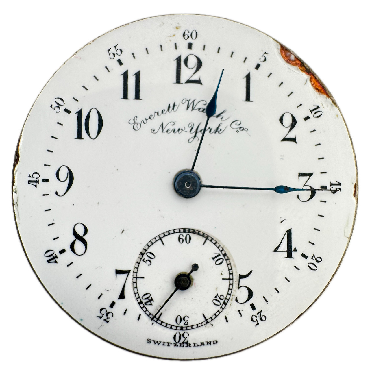 Antique 27.5mm Everett Private Label Mechanical Pocket Watch Movement Swiss 7J