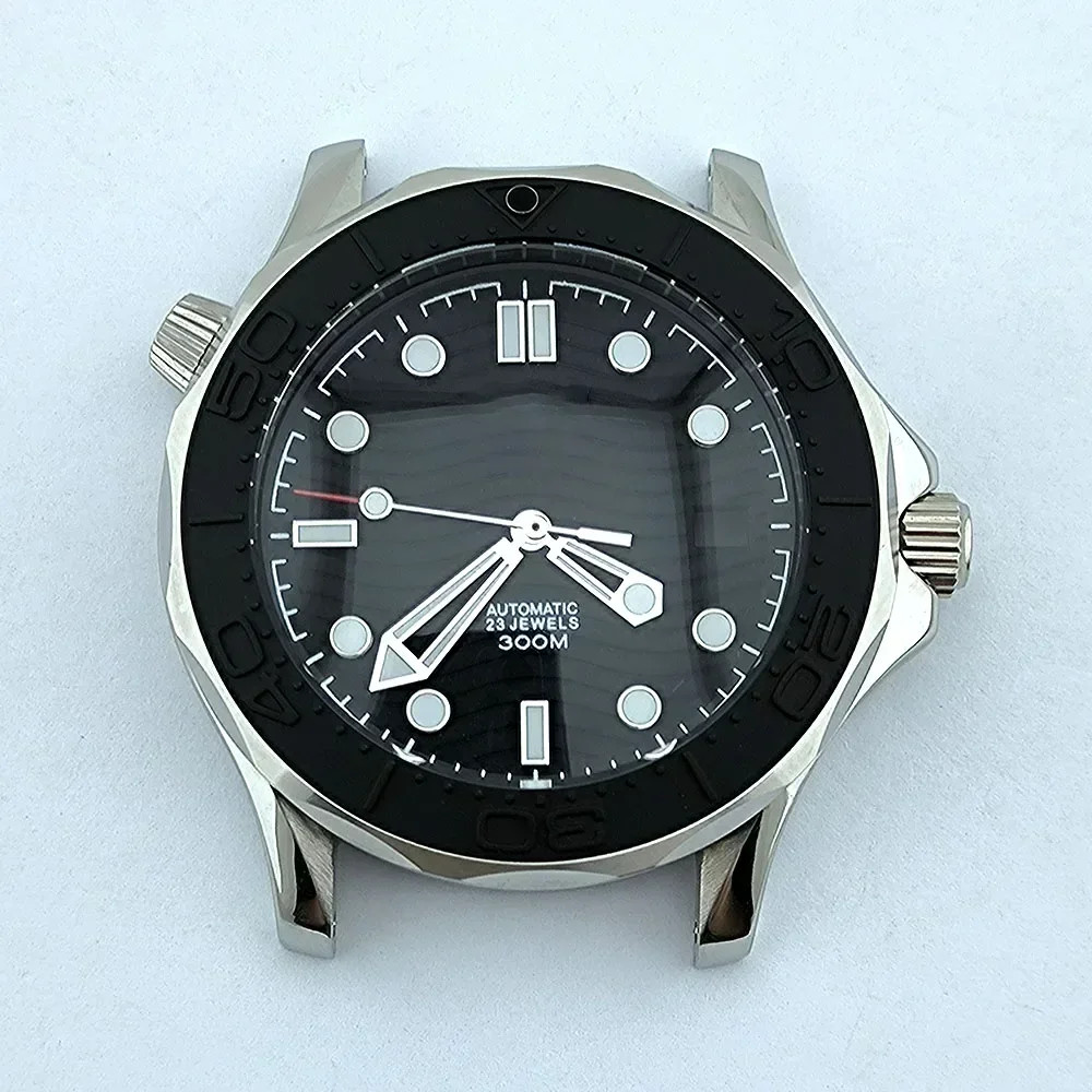 Stainless Steel Strap for Seamaster 300 NH35 Case Dial Hands 41mm Silver Mod Kit