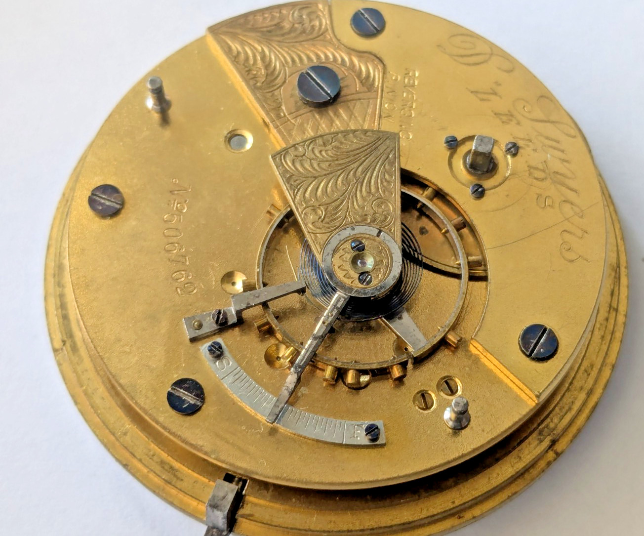 Antique D. Swyers Leeds English Pocket Watch Movement Large 50mm For Parts 19