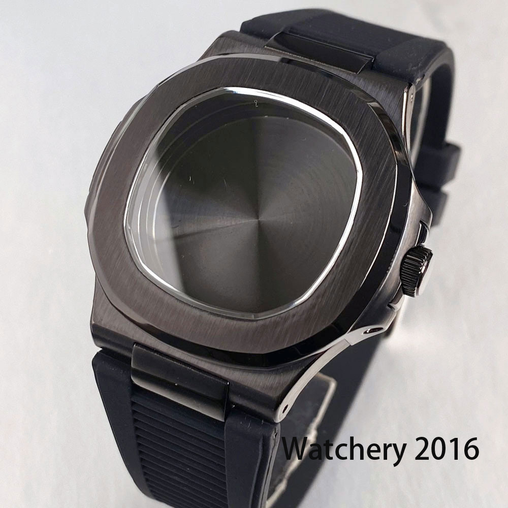Sapphire Glass Black PVD 40mm Watch Case For NH35 Auto Movement Diver Case