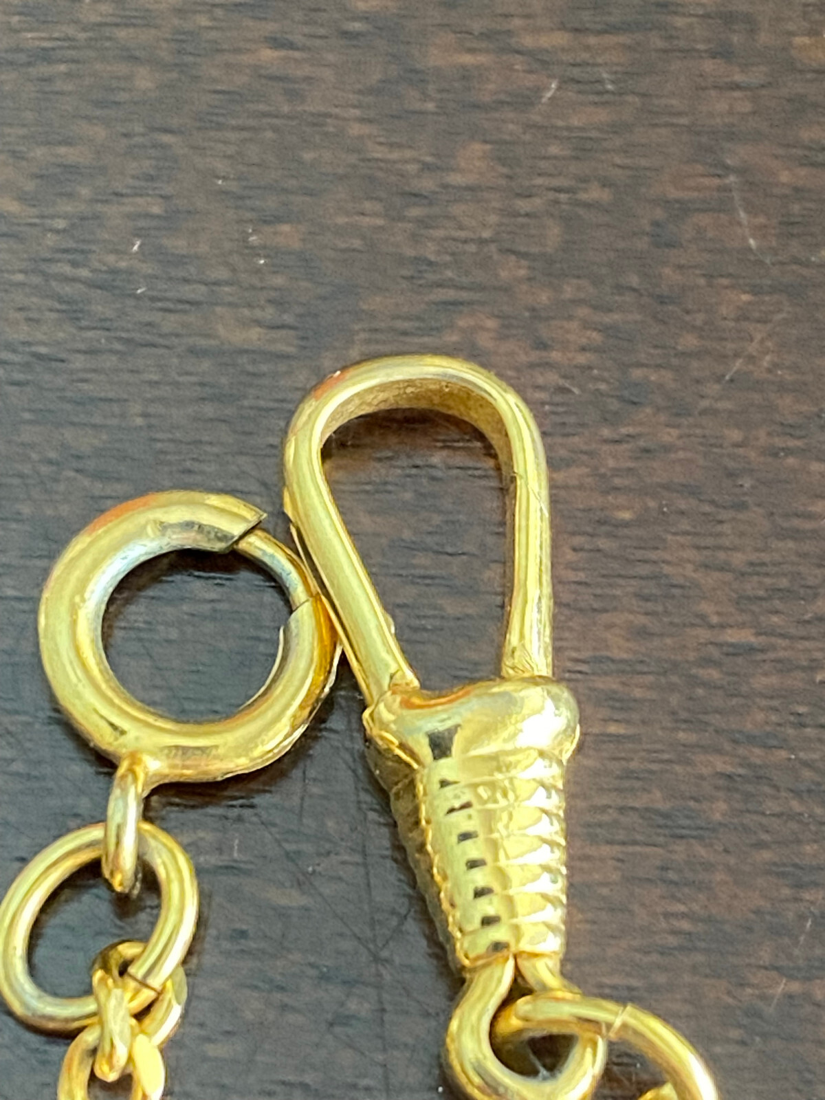 VINTAGE 12 INCH LINK STYLE YELLOW GOLD PLATED POCKET WATCH CHAIN, NICE CONDITION