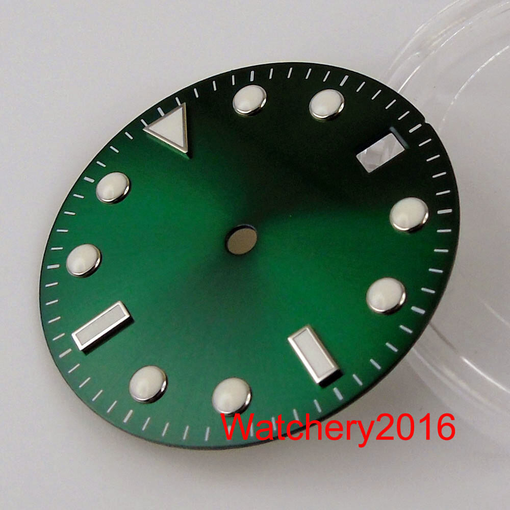 28.5mm Sunburst Watch Dial Luminous Green Rose gold Fit NH35 Miyota DG Movement