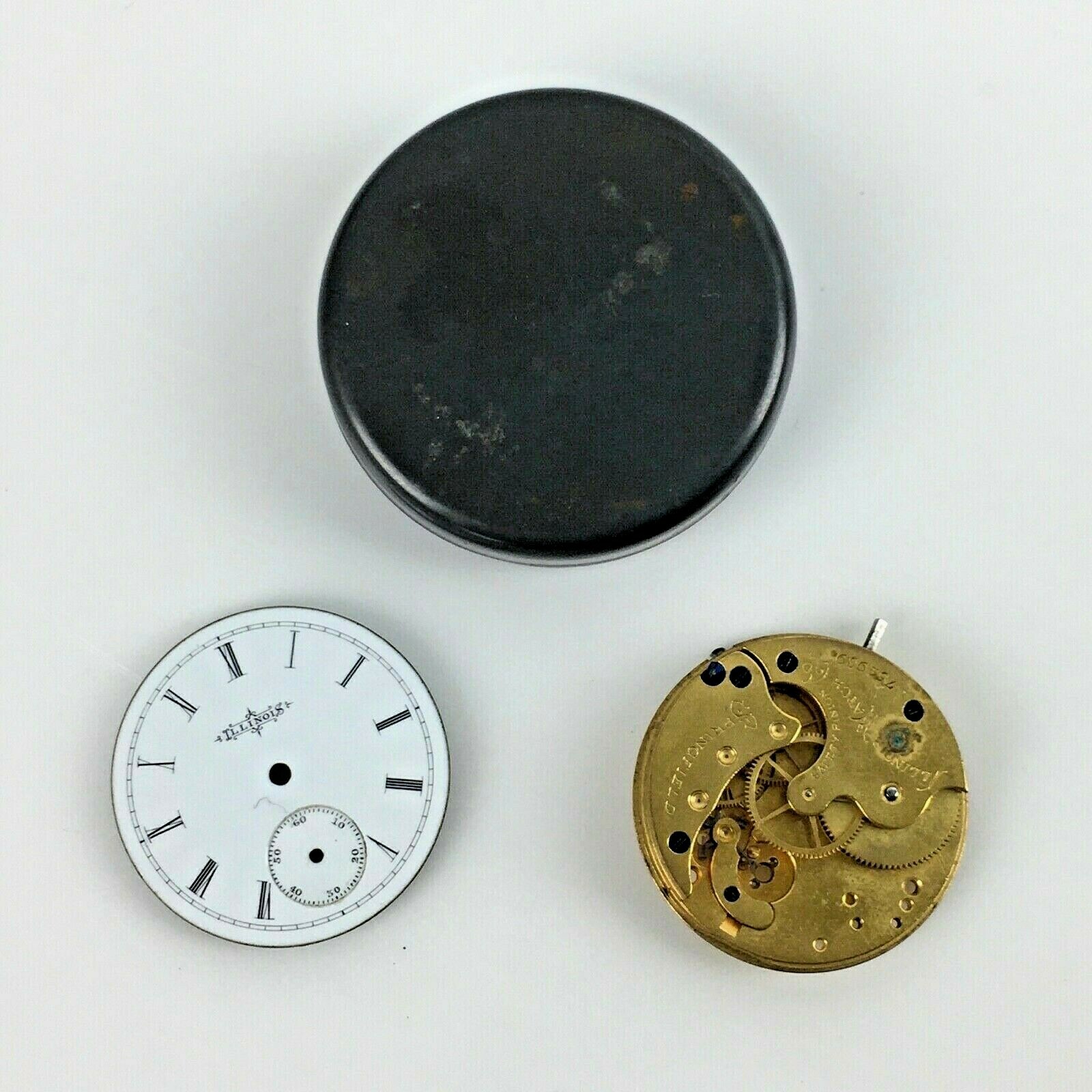 1890 Illinois Springfield Pocket Watch 6s Movement Face Tin Parts Repair Antique