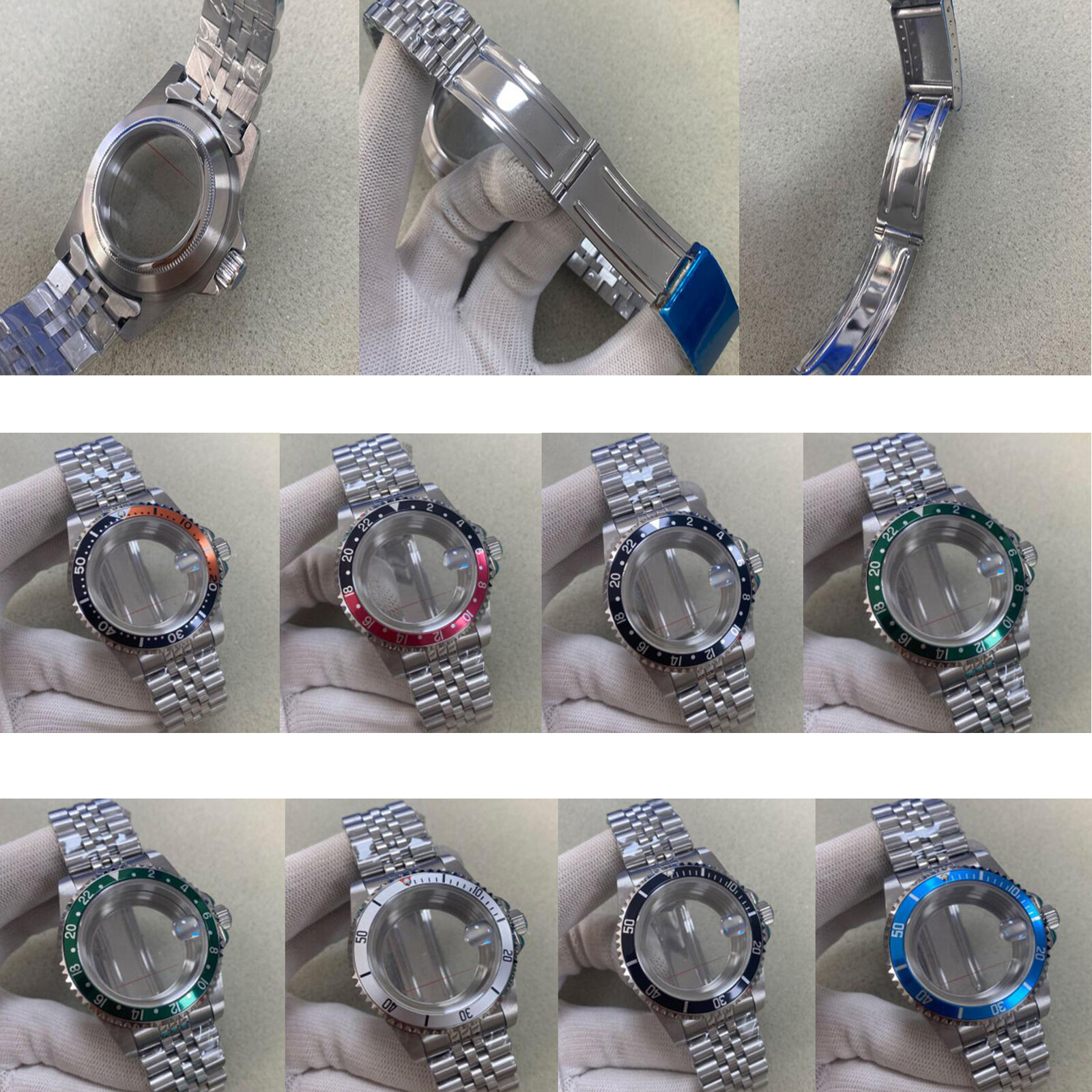 39.5mm Retro Steel Watch Case & Strap Sapphire Magnifying for NH35 NH36 Movement