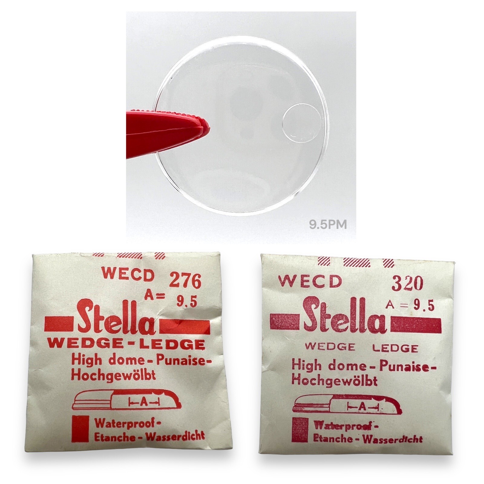 Round Watch Crystal Calendar Stella WECD High Dome Date Magnifier 9.5PM