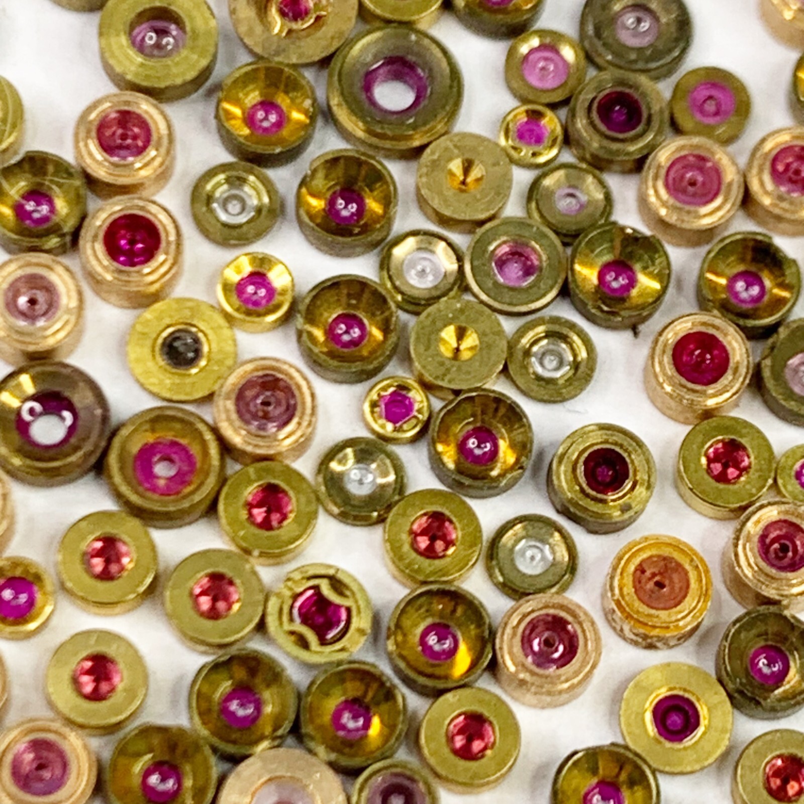 25 Watch Jewel Gold Shockproof bloc Setting Part Watchmaker Lot Repair Synthetic