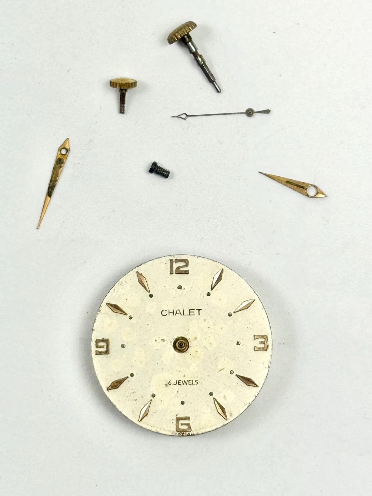 Chalet USSR 16-Jewel Mechanical Watch Movement Dial Hands Vintage Repair