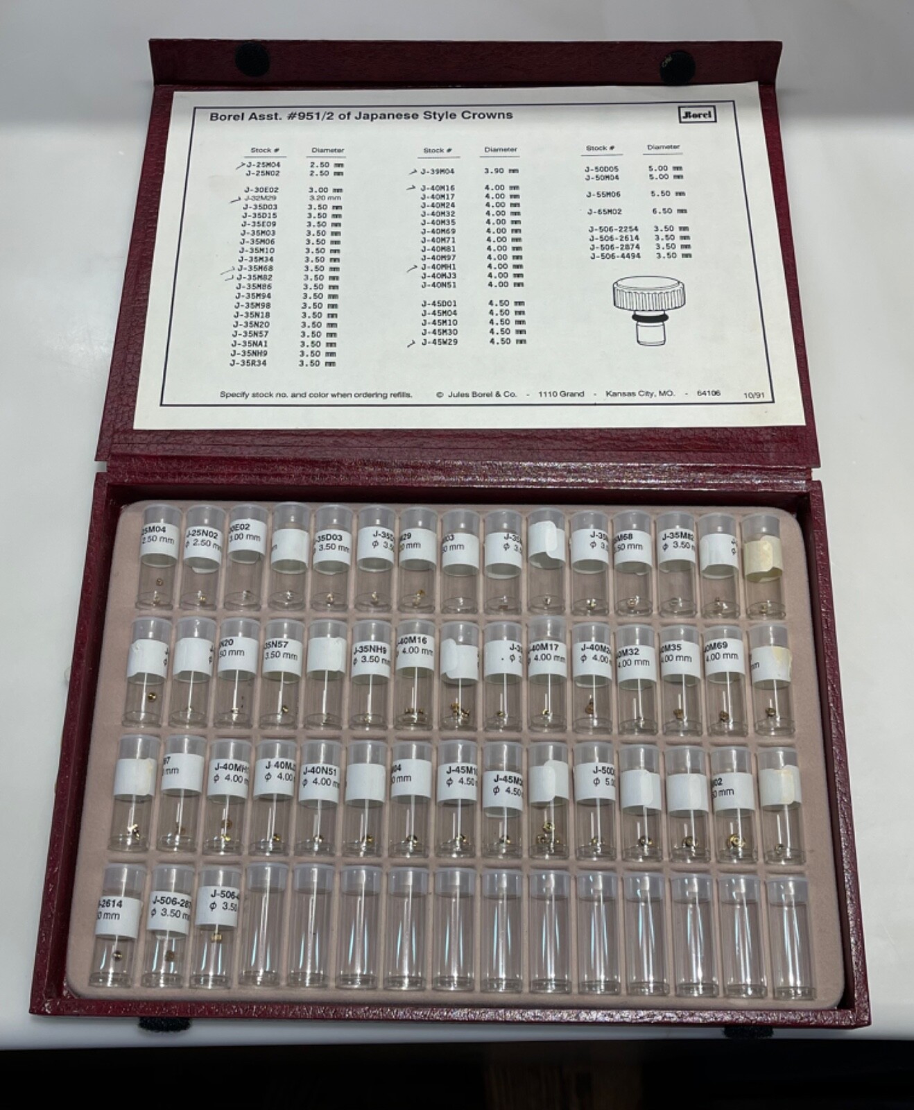 Borel Assorted #951/2 Japanese Style Crowns Gold Over 50 Crowns 2.5mm – 6.5mm