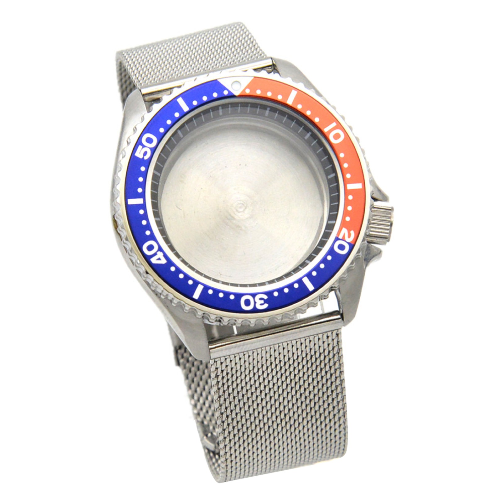 42mm Blue+Orange Steel Watch Case Bezel Strap Band Set For NH35 NH36 Movement K