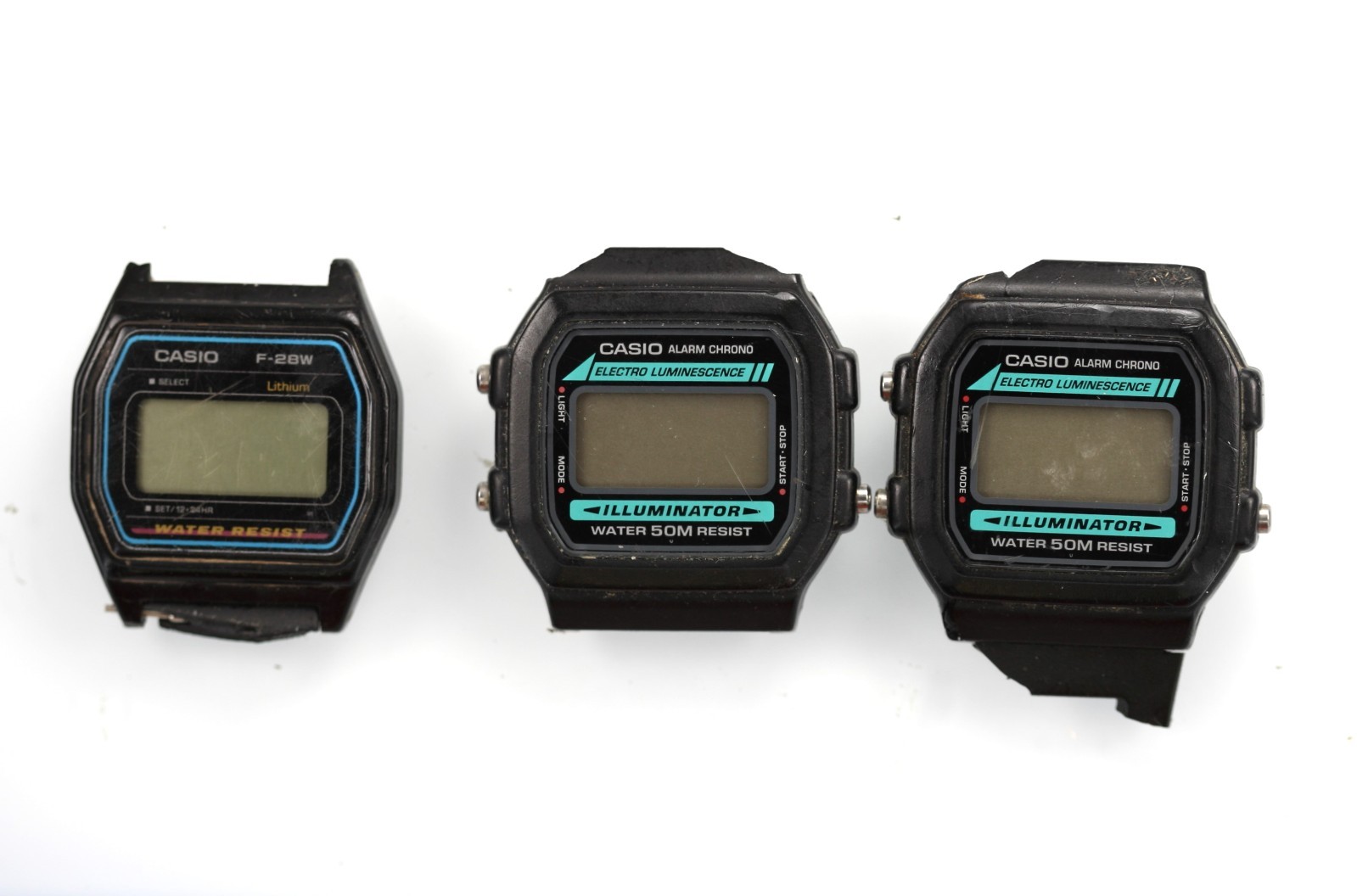Casio Watch Men W-86 Black Plastic Stainless St 50m Battery Quartz NON-WORKING