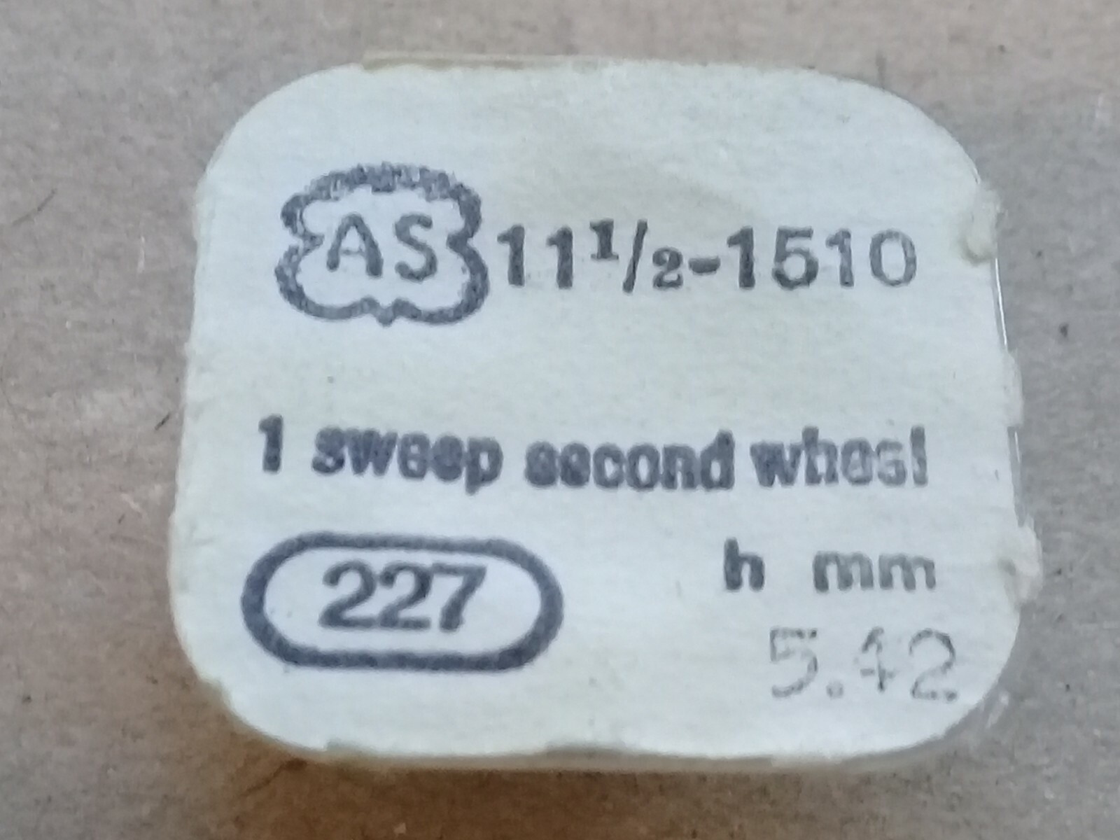 AS Cal 1510 – Sweep Second Wheel – Height 5.42mm Part 227. 11.5”’ (TC917)