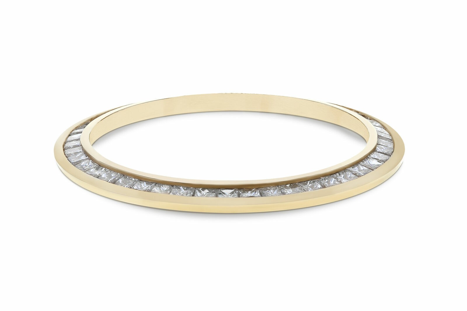 LADIES 2CT PRINCESS CUT NATURAL DIAMOND BEZEL 14KY FOR ROLEX DATJEUST PRES WATCH