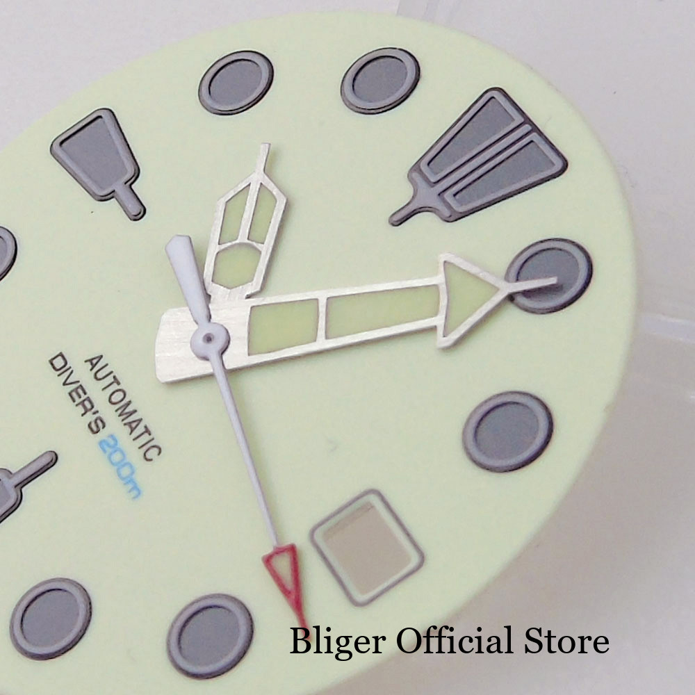29mm MOD Beige Full Lume Watch Dial for NH35A NH36A Diver Watch Hand Set Parts