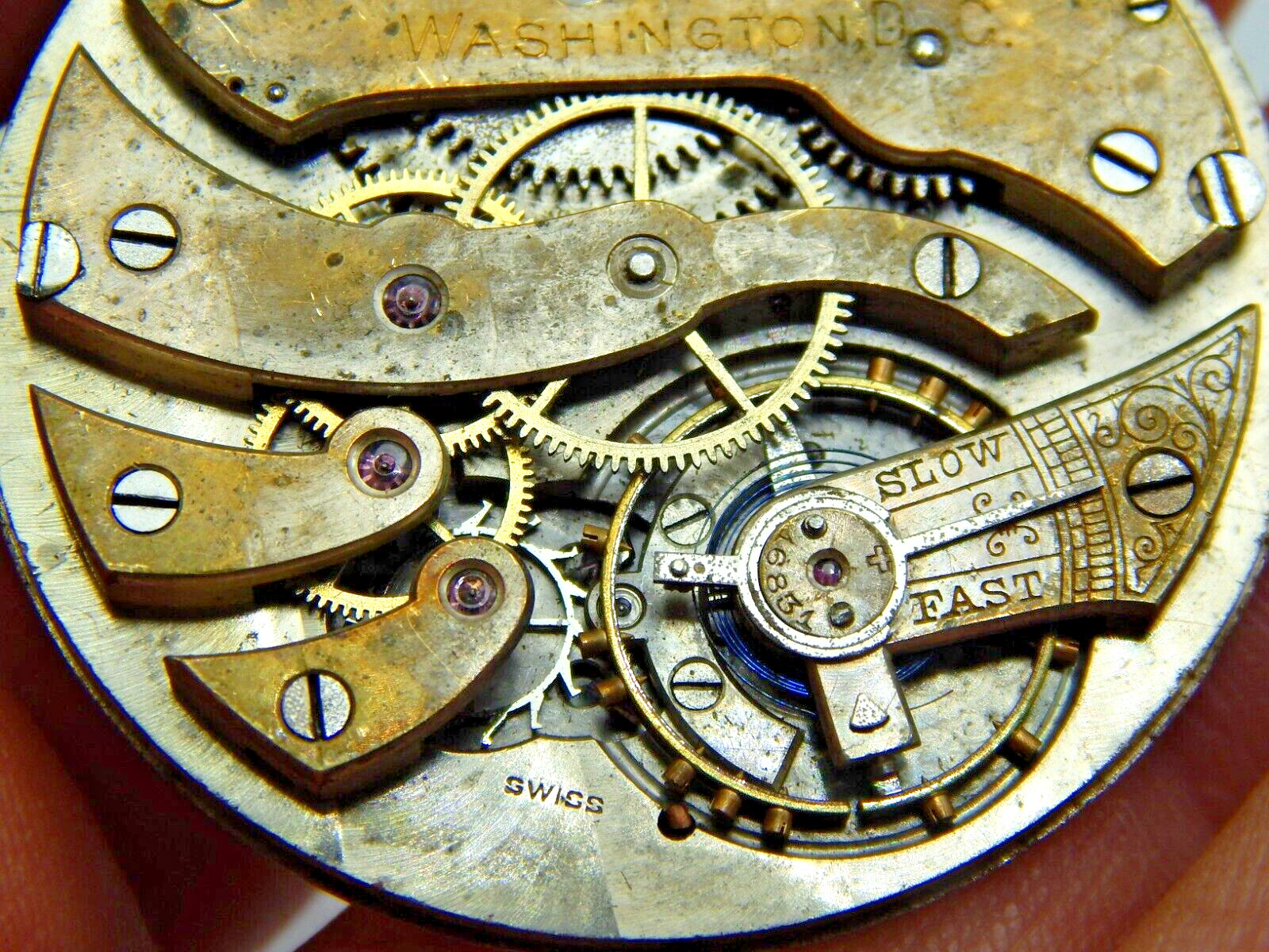 Antique Harris & Shafer Co Washington DC Longines Watch Movement 17 jewel 39.8mm